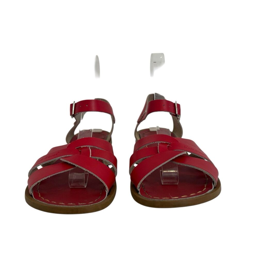 Salt Water Sandals Red Leather Strappy Youth Size 5 Adjustable Buckle - Picture 2 of 9